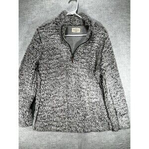 Weatherproof Vintage Women’s Gray 1/4 Quarter Zip Pullover Faux Fur Sweatshirt M